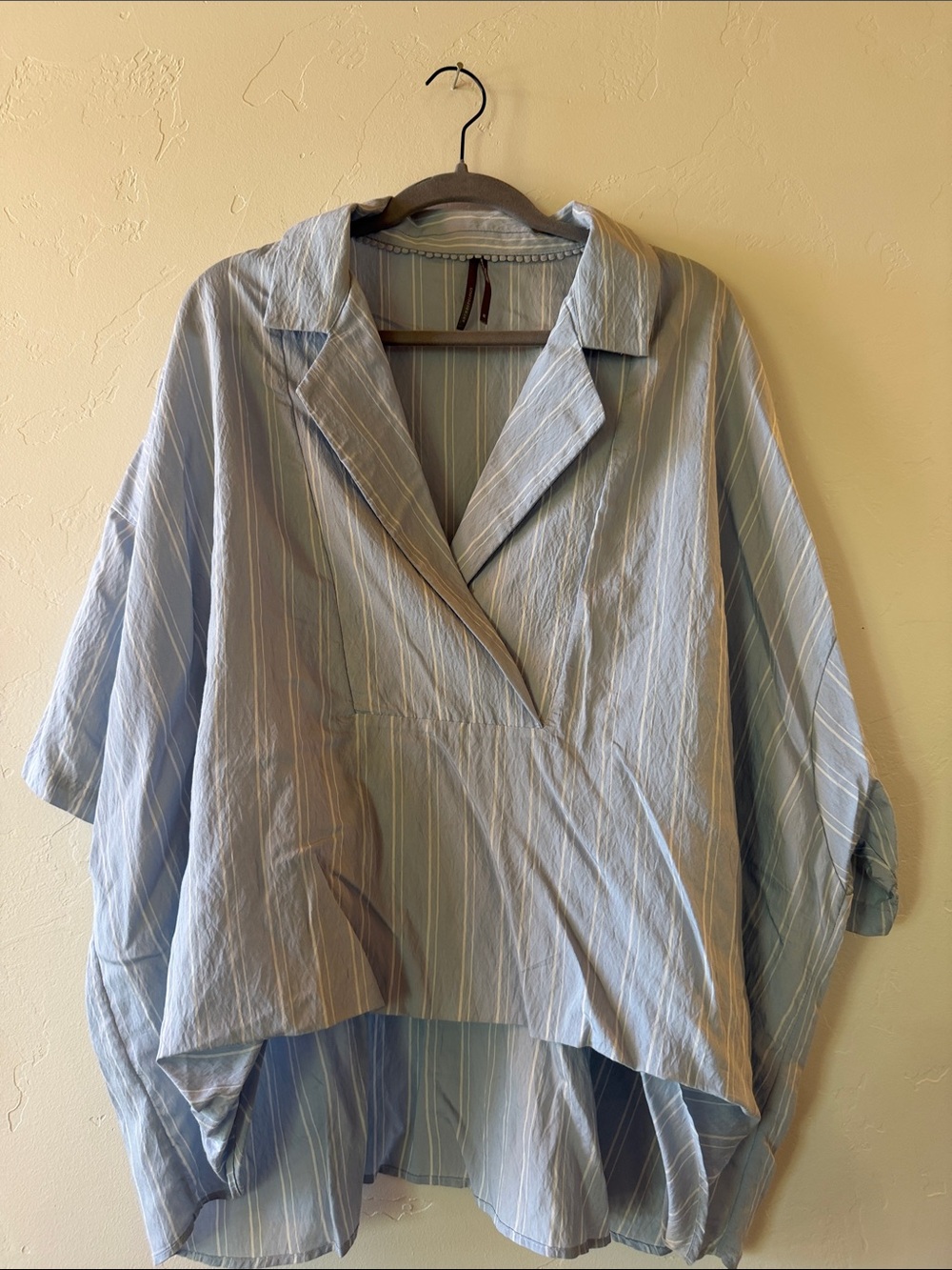 Anthropologie Light Blue Striped Draped Tunic Top